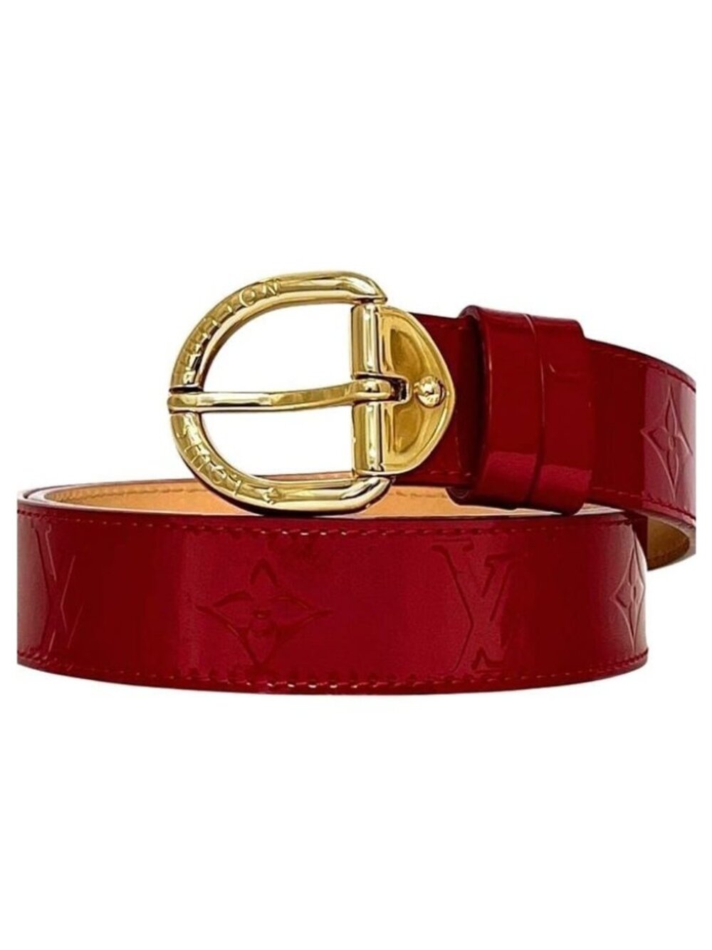 Louis Vuitton Belt Ceinture Classic Waist 85 Monogram Vernis M Patent Vachetta